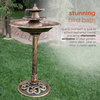 35" Tall Outdoor 3-Tiered Pedestal Water Fountain and Birdbath, Bronze