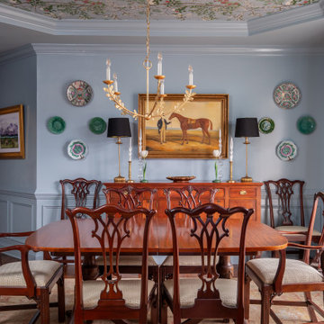Raleigh NC Interior Design — Traditional Dining Room & Collected Study