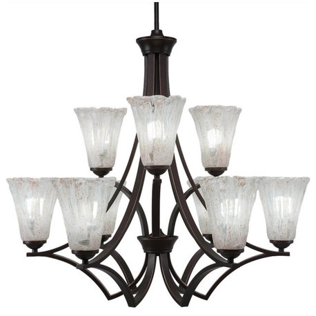 Zilo 9 Light Chandelier, 5.5" Fluted Italian Ice Glass