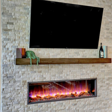 Electric Fireplace, Custom Veneer & Mantle Installation