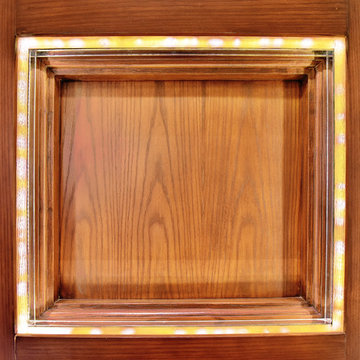 Polo Ralph Lauren And Emporium Armani - Detailing of Reception wooden wall