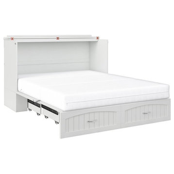 AFI Southampton Queen Solid Wood Murphy Bed Chest in White with USB Charger