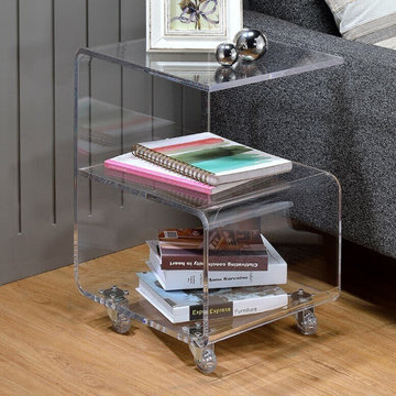 Modern Glass and Lucite Side End Tables