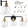 3-Light Dimmable Vanity Light With Clear Glass Shades, Black