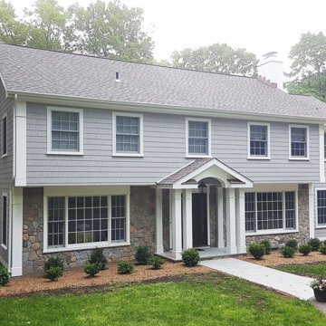 7" Light Mist Individual HardieShingle with Arctic White HardieTrim