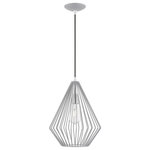 Livex Lighting - Linz 1 Light Nordic Gray With Polished Chrome Accents Pendant - The stunning dimension make this contemporary mini pendant a modern home lighting choice. The open, Nordic gray geometrical shade design allows an easy flow of light to shine over a dining room table or kitchen island.