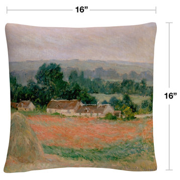 Monet 'Haystacks At Giverny' 16"x16" Decorative Throw Pillow