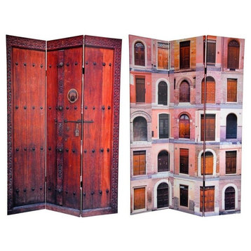 6' Tall Double Sided Doors Canvas Room Divider