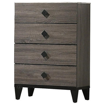 Madelyn Bedroom Walnut Chest with 4 Drawers and Faux Marble Top