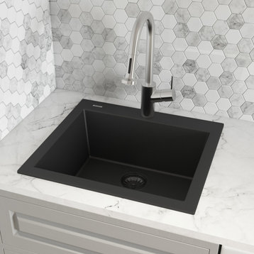 23-inch inch Dual-Mount Granite Composite Sink - Midnight Black - RVG1023BK