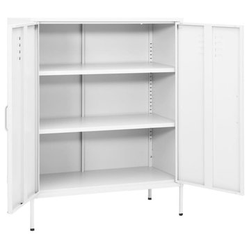 vidaXL Storage Cabinet File Cabinet Freestanding Drawer Cabinet White Steel
