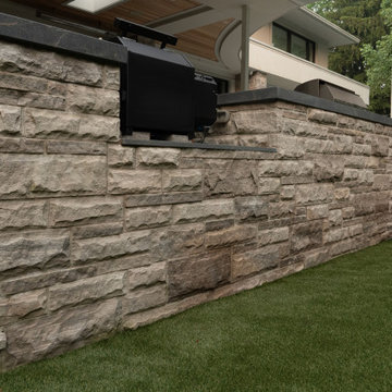 Poolside Natural Stone Outdoor Kitchen