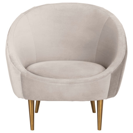 Safavieh Couture Razia Channel Tufted Tub Chair, Pale Taupe/Gold
