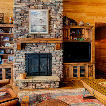Great room with stone fireplace