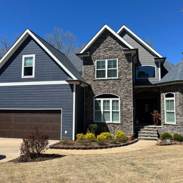 Dark Blue-Gray James Hardie Siding Transformation—Lakefront Home, Fair Play, SC
