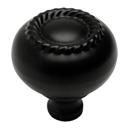 Cosmas - Cosmas 4040FB Flat Black Rope Cabinet Knob With Matching Backplate, 5 Pack - Cabinet And Drawer Knobs