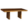 76" L Dining Table, Solid Acacia Wood, Slab, Top Brown Amber Grain Live Edge