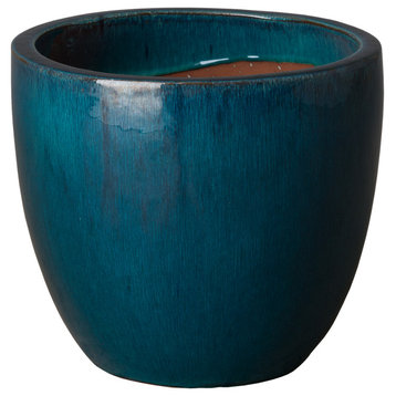 12 In Teal Ceramic Round Pot