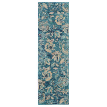 Nourison Tranquil 2'3" x 7'3" Turquoise Vintage Indoor Area Rug