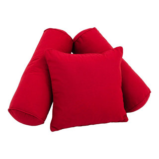 18-inch Double-corded Solid Microsuede Square Throw Pillows with Inserts  (Set of 2), Red Wine