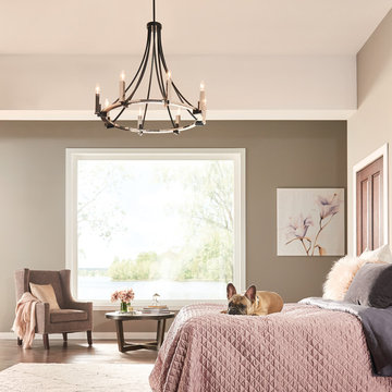 Bensimone 8 Light Chandelier in Black and Polished Nickel