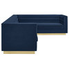 Inspired Home Mathis Sofa, Upholstered, Navy Velvet