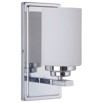 Albany 1-Light Wall Sconce, Chrome With White Frosted Glass