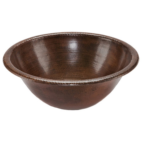 17" Round Self Rimming Hammered Copper Bathroom Sink