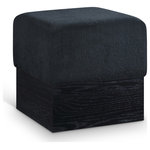 Meridian Furniture - Havre Upholstered Ottoman, Black, Velour Fur Fabric, Black Finish - Effortlessly chic, the Havre black velour fur fabric upholstered ottoman adds a luxurious and modern touch to any room. Wrapped in sumptuous velour fur fabric, this ottoman offers an ultra-soft feel and a sleek look with its rich black wooden base. Its compact yet plush design makes it a versatile piece-ideal as a footrest, extra seating, or a stylish accent.