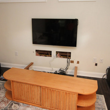 Custom Floating Entertainment Center Cabinet with 2 Bypass Sliding Doors