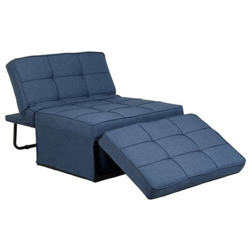 Alexent 4-in-1 Multi-Function Folding Adjustable Fabric Sofa Chair Bed in Blue