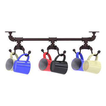 Pipeline Under Cabinet 6 Coffee Mug Rack, Antique Bronze