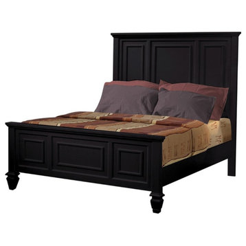Coaster Sandy Beach Wood Queen Panel Bed with High Headboard in Black
