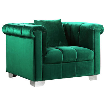 Kayla Velvet Upholstered Upholstered Chair, Green