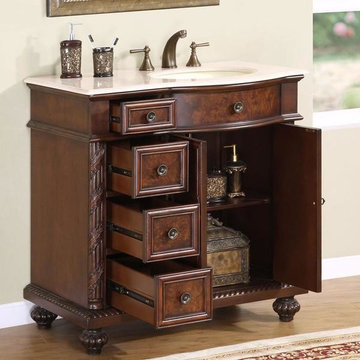 Silkroad 36" Traditional Single Sink Bathroom Vanity