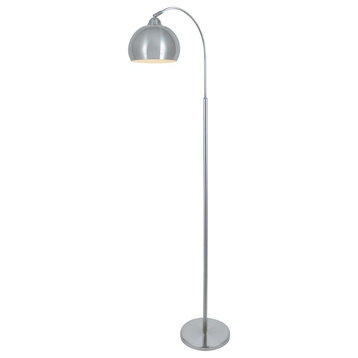 Lite Source Palesa 1-Light Metal Floor Lamp, Polished Steel