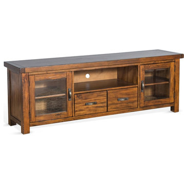 Sunny Designs Tuscany 74" Wood TV Console for TVs up to 85" in Medium Brown
