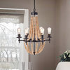 Auriga 6 Light Candle Style Chandelier, Wood Accents