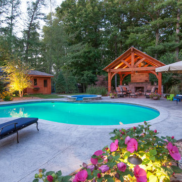 Lagoon Inground Pool In A Craftsman Style Backyard