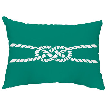Carrick Bend 14"x20" Decorative Nautical Outdoor Pillow, Green