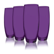 Colored Beverage Flute Glasses, 9 oz. Set of 4, Purple, 9 Oz