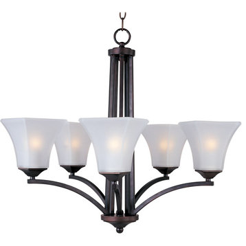 Maxim Aurora 5-Light Oil Rubbed Bronze Frosted Glass Up Chandelier