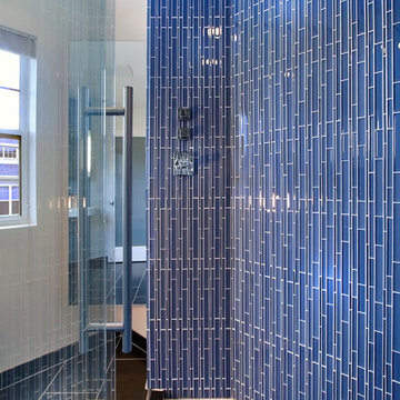 A beautiful, blue bathroom by Partners 4, Design in Minneapolis.
