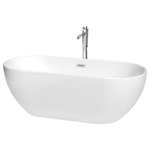 Wyndham Collection - Brooklyn 67" Freestanding White Bathtub, Polished Chrome Tub Filler & Trim - Enjoy a little tranquility and comfort in the Brooklyn freestanding bath. The oval, ergonomic design provides a comfortable, relaxing way to enjoy some much-deserved me time as you stretch out and enjoy a deep, relaxing soak. With its graceful curves and classic elegance, this versatile bathtub complements a wide range of tastes and styles. What could be better than luxury and practicality at an amazing price? Manufacturing Model #: WCOBT200067ATP11PC