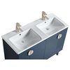 Venezian Single Bathroom Vanity, Navy Blue, 48" Double, Satin Nickel Handles, Tw