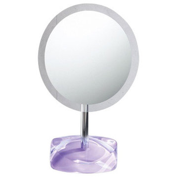 Magnifying Mirror With Round Colored Base, Lilac