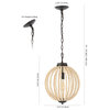 Abril 12.5" 1-Light Iron/Wood Bead LED Pendant, Oil Rubbed Bronze/Brown