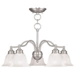 Livex Lighting - Livex Lighting 1346-91 Essex - 5 Light Convertible Dinette Chandelier in Essex S - Essex 5 Light Conver Brushed Nickel WhiteUL: Suitable for damp locations Energy Star Qualified: n/a ADA Certified: n/a  *Number of Lights: 5-*Wattage:100w Medium Base bulb(s) *Bulb Included:No *Bulb Type:Medium Base *Finish Type:Brushed Nickel