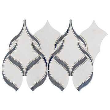 7.3"x11.5" Milano Prestige White Glass/Stone Mosaic, Set of 10