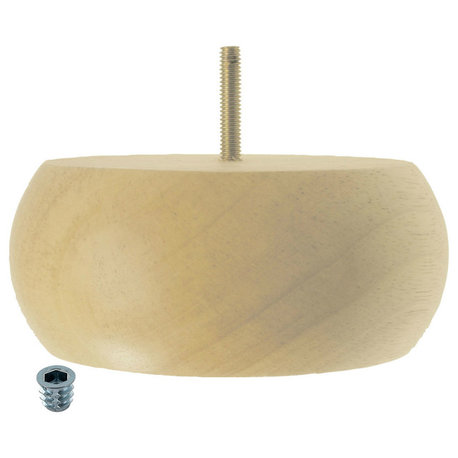 2-1/2" Highx4-1/2" OD Unfinished Solid Hardwood Round Bun Feet